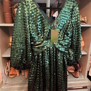 Alden Adair Green Sparkle Cocktail Dress